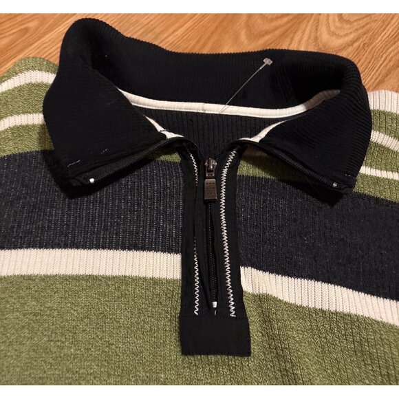 Engbers Sweater Mens XL Striped Half Zip Green Black Tierra Del Fuego Argentina - Picture 3 of 9